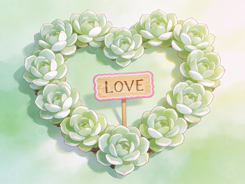 高清大图下载【趣麦麦图】心形多肉植物花环