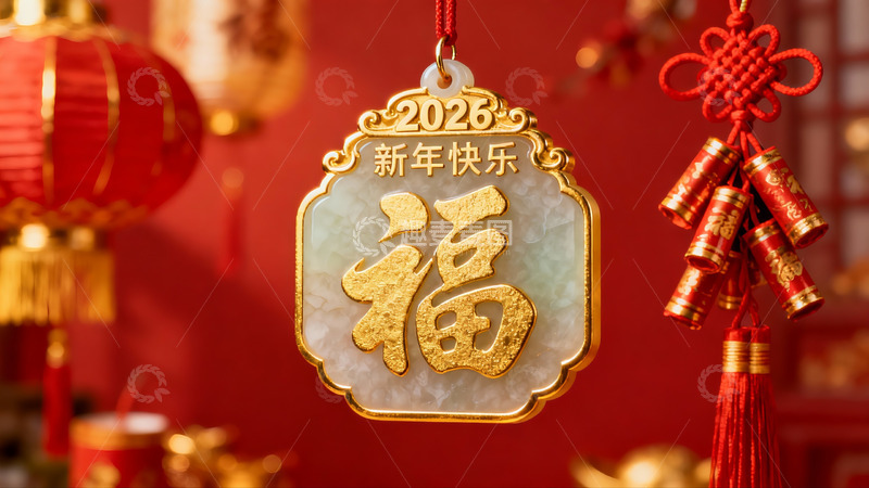 高清大图下载【趣麦麦图】新年福字挂饰与红灯笼