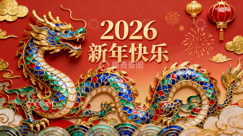 高清大图下载【趣麦麦图】2026龙年春节贺图