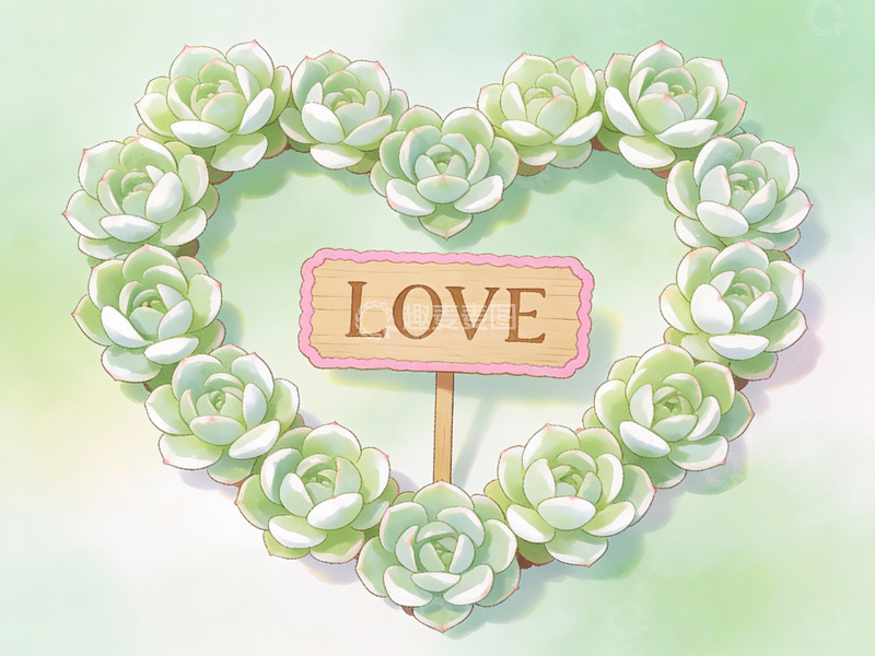 高清大图下载【趣麦麦图】心形花环中的爱意标识