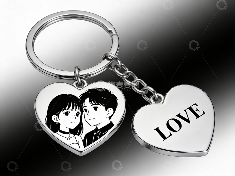 高清大图下载【趣麦麦图】情侣心形钥匙扣