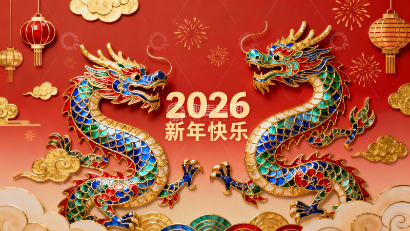高清大图下载【趣麦麦图】2026龙年春节装饰图案