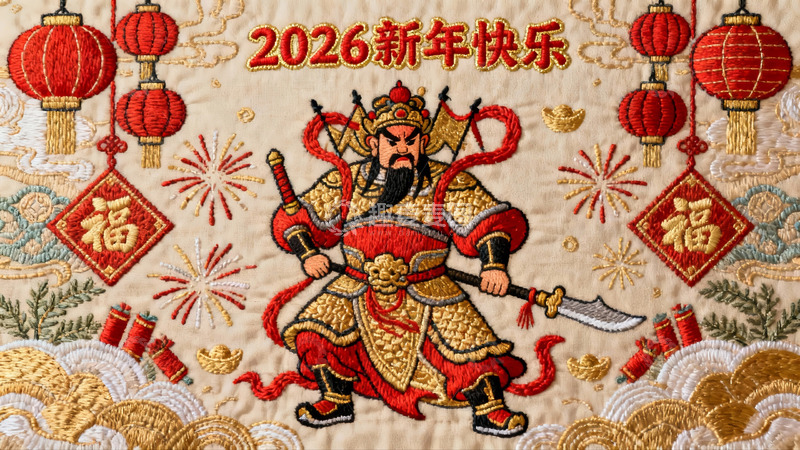 高清大图下载【趣麦麦图】新年刺绣年画将军形象