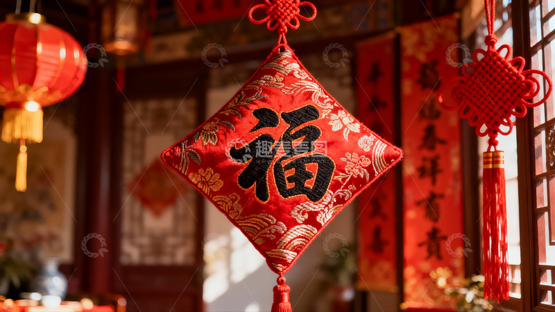 高清大图下载【趣麦麦图】中式红色福字挂饰节日装饰