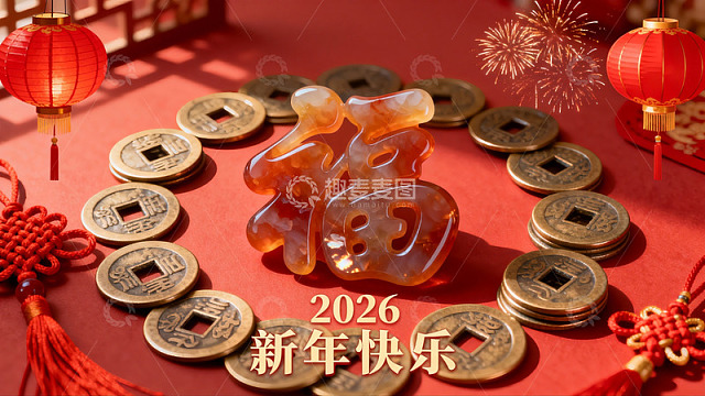 新年福字铜钱灯笼装饰