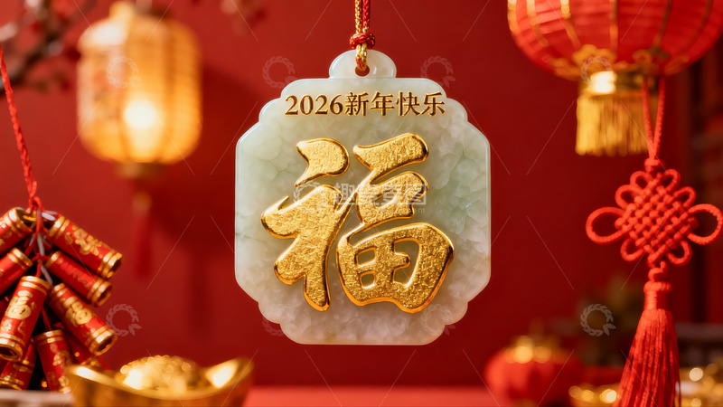 高清大图下载【趣麦麦图】新年玉佩挂饰与灯笼装饰