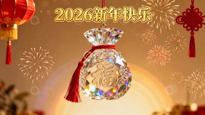 高清大图下载【趣麦麦图】新年水晶挂饰烟花背景