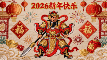 新年刺绣门神图