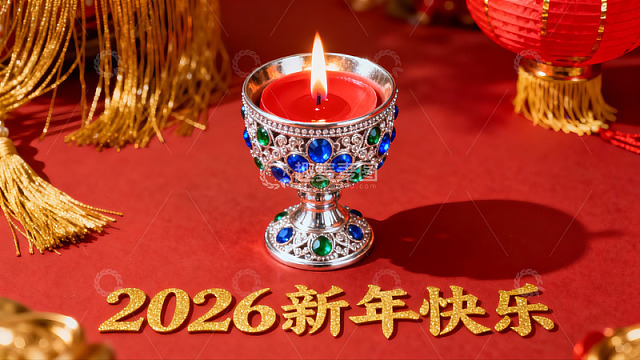 新年装饰烛台与灯笼