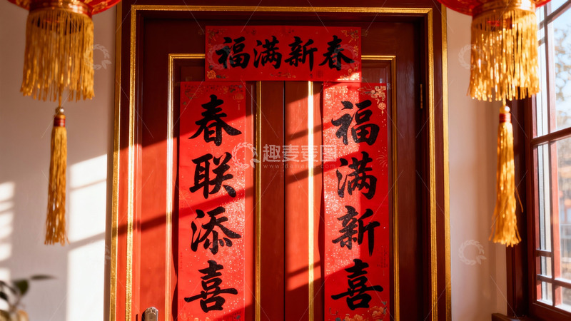 高清大图下载【趣麦麦图】春节门贴春联灯笼喜庆