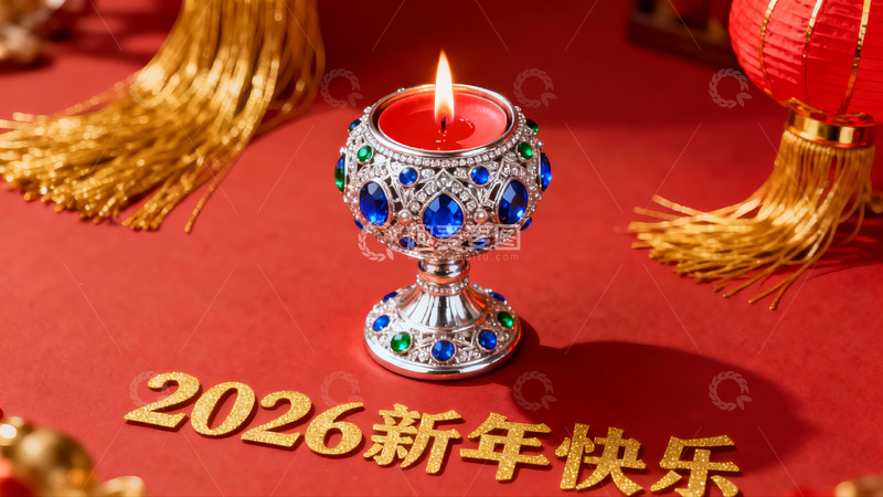 高清大图下载【趣麦麦图】新年装饰烛台与灯笼