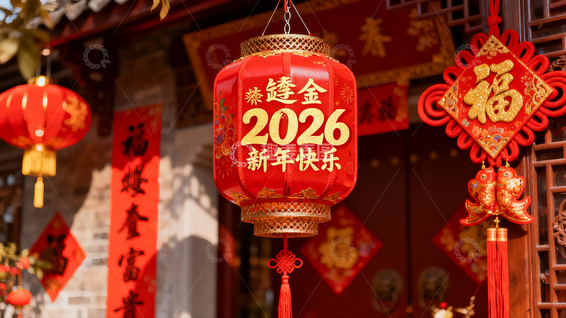 高清大图下载【趣麦麦图】春节红灯笼装饰建筑