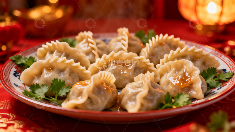 高清大图下载【趣麦麦图】热气腾腾的饺子盛盘