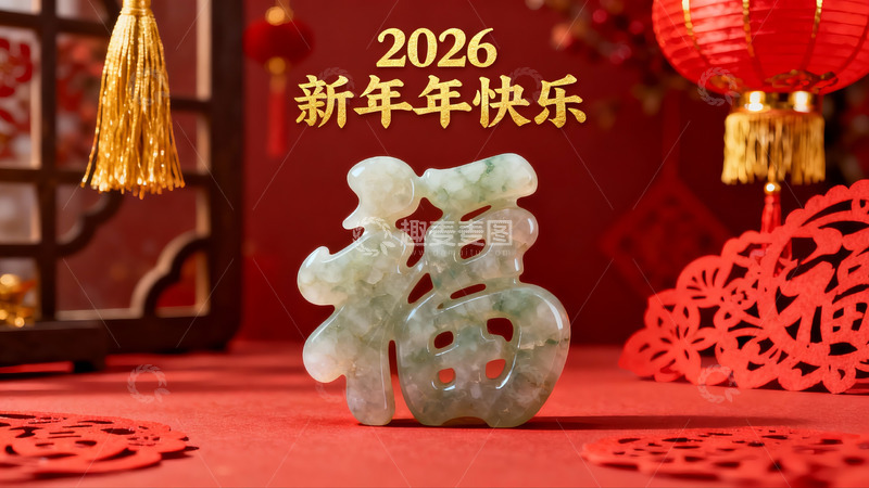 高清大图下载【趣麦麦图】玉雕福字新年装饰品