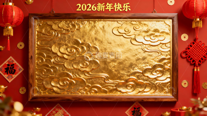 高清大图下载【趣麦麦图】新年装饰画与红色挂饰