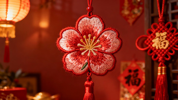 春节装饰挂件特写