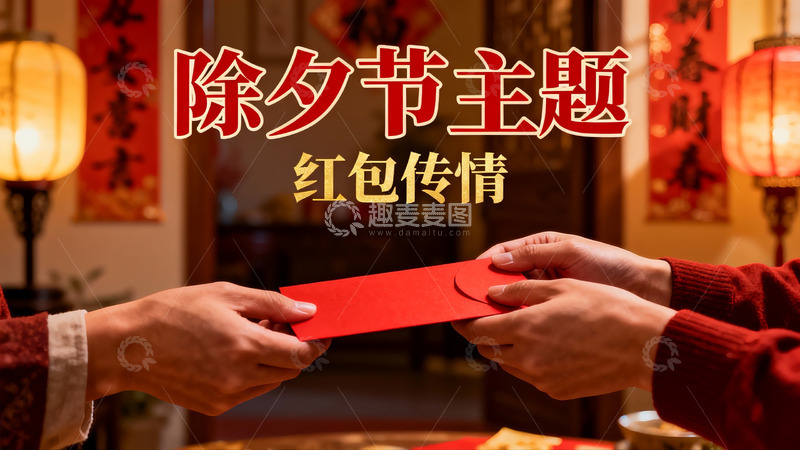 高清大图下载【趣麦麦图】除夕红包传递亲情