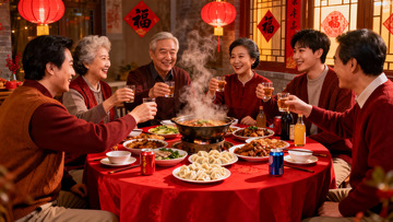家人围坐餐桌共庆团圆佳节