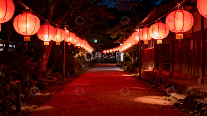高清大图下载【趣麦麦图】夜色灯笼古街