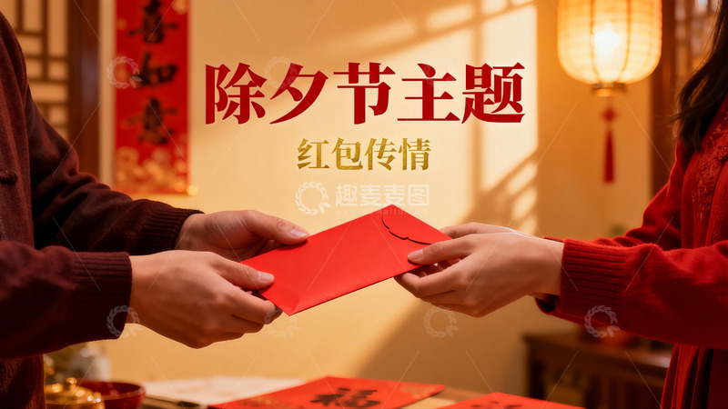 高清大图下载【趣麦麦图】除夕红包传递亲情