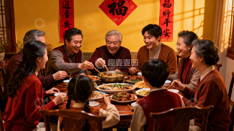 高清大图下载【趣麦麦图】家庭聚餐其乐融融