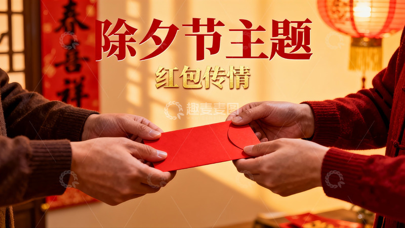 高清大图下载【趣麦麦图】除夕红包传递亲情