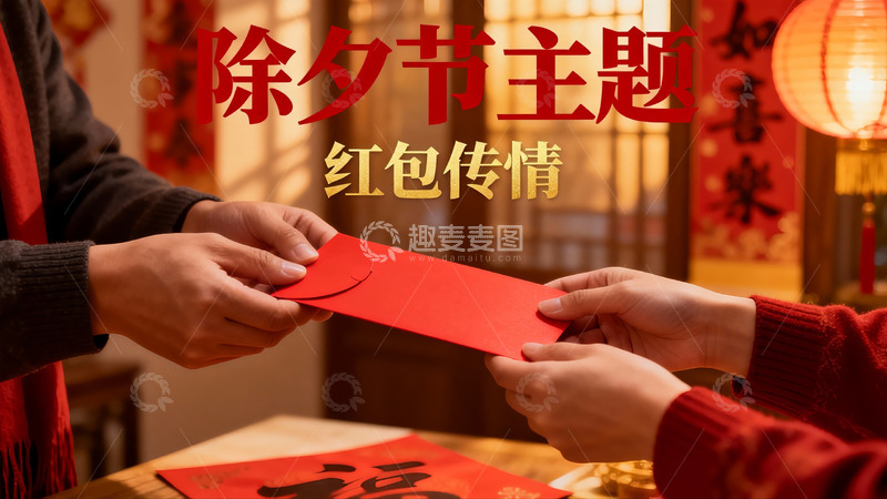 高清大图下载【趣麦麦图】除夕红包传递亲情