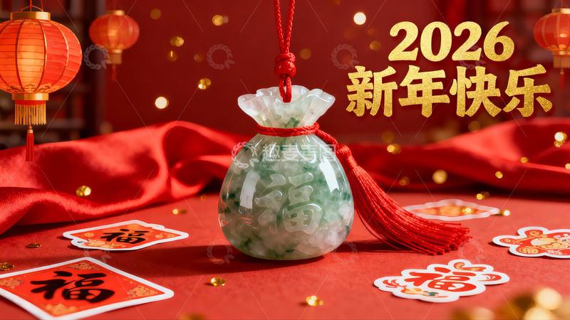 高清大图下载【趣麦麦图】新年翡翠福袋装饰图