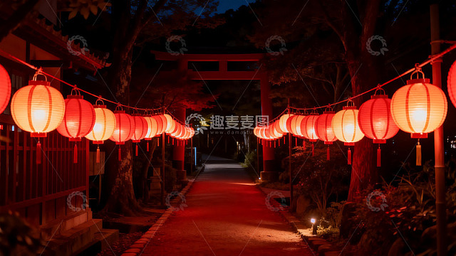 夜色灯笼古道