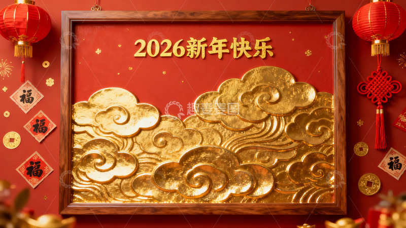 高清大图下载【趣麦麦图】新年装饰画与红色灯笼挂饰