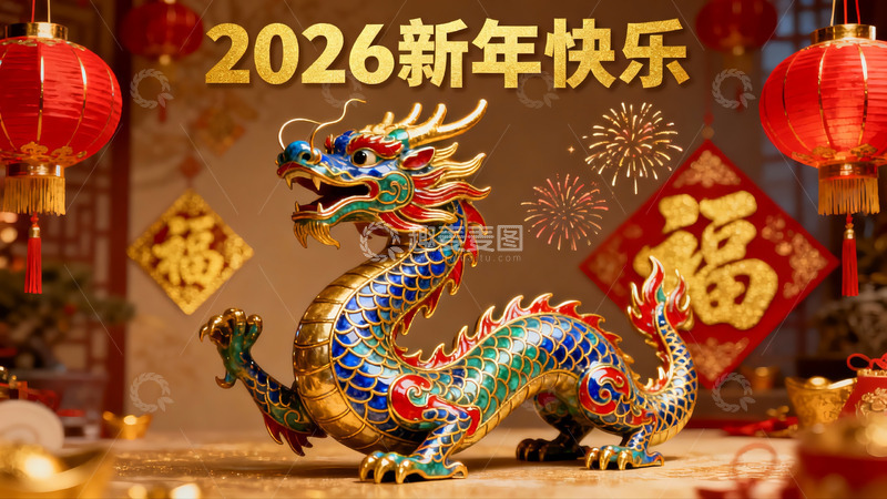 高清大图下载【趣麦麦图】2026新年龙雕装饰图