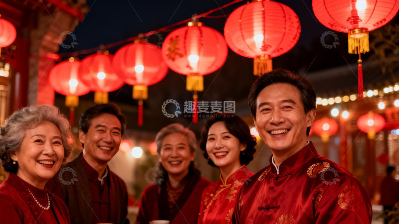 高清大图下载【趣麦麦图】春节夜景家庭团聚欢庆