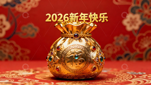 金色新年福袋寓意吉祥