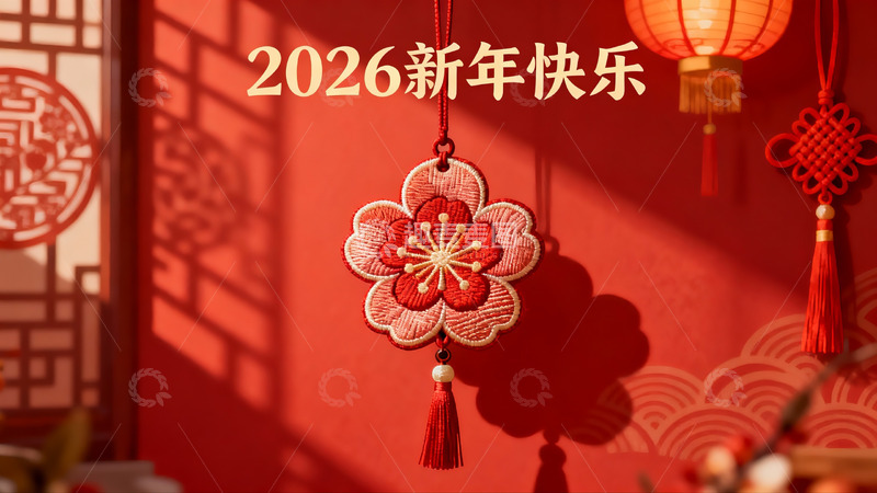 高清大图下载【趣麦麦图】新年红色挂饰装饰场景