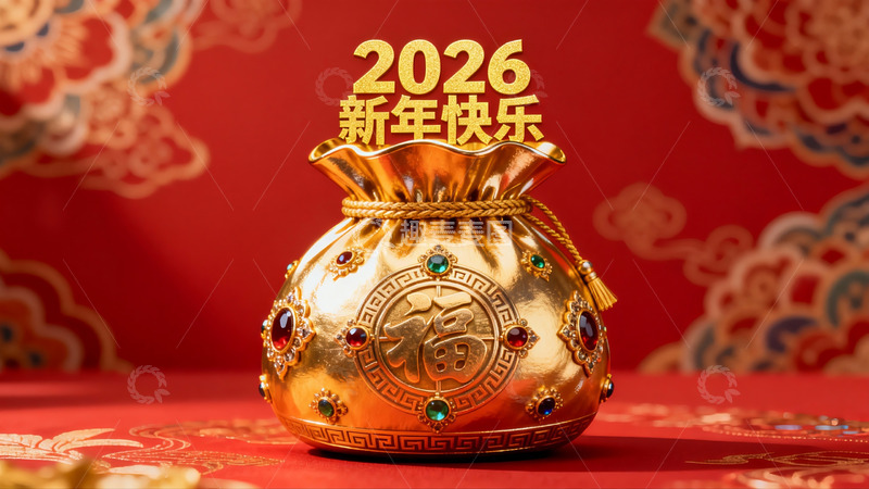 高清大图下载【趣麦麦图】金色福袋迎新年