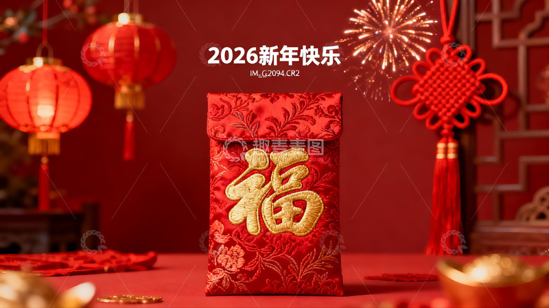 高清大图下载【趣麦麦图】新年红色红包与灯笼装饰