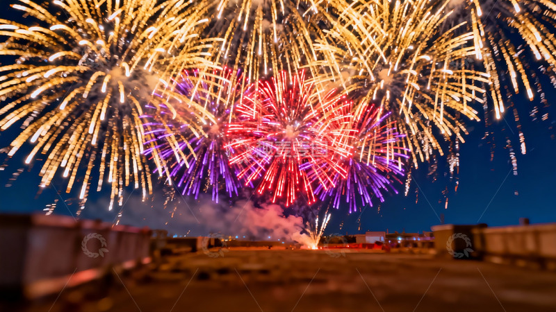 高清大图下载【趣麦麦图】夜空烟花绽放绚丽多彩