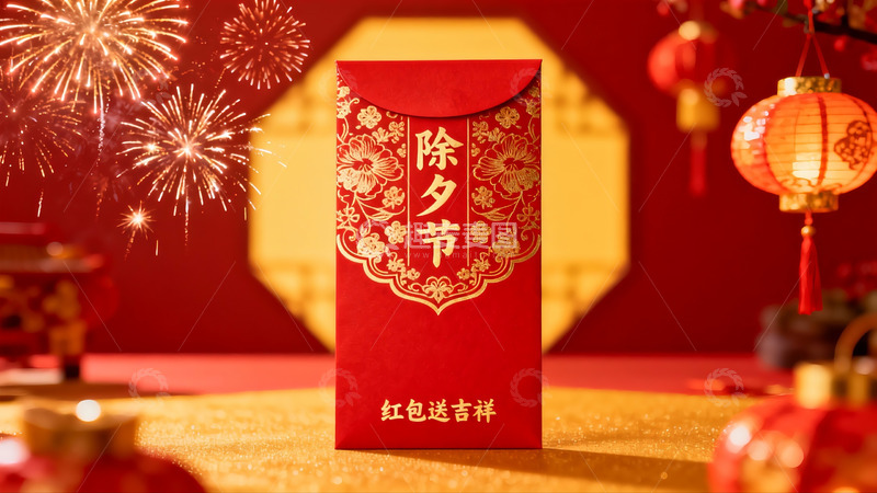 高清大图下载【趣麦麦图】除夕烟花红包节日氛围