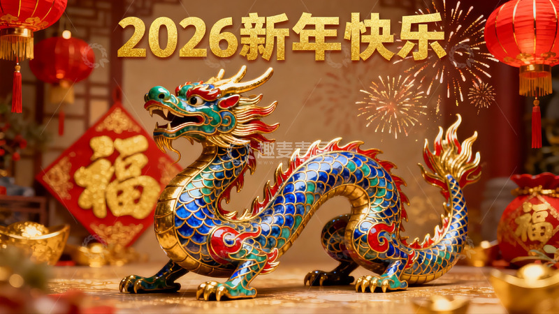 高清大图下载【趣麦麦图】龙年新春装饰摆件