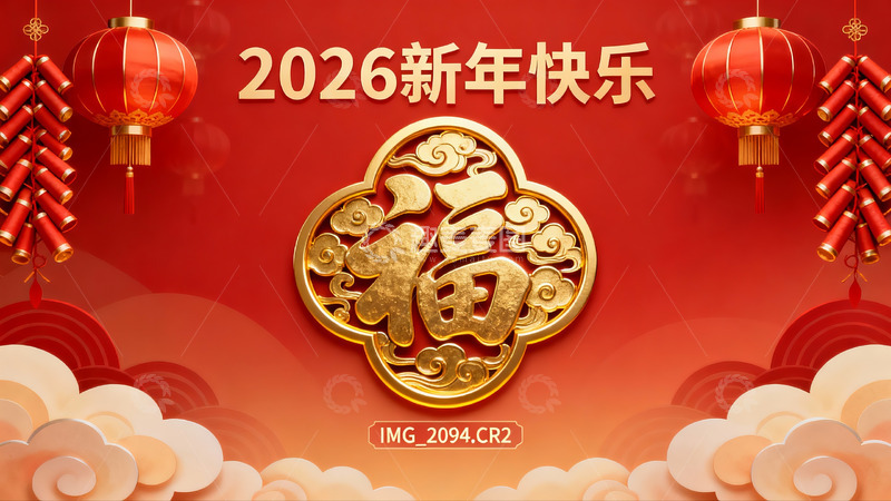 高清大图下载【趣麦麦图】2026新年红色灯笼福字海报