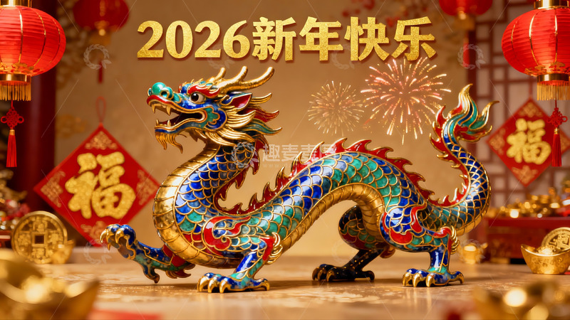 高清大图下载【趣麦麦图】龙年新春装饰摆件