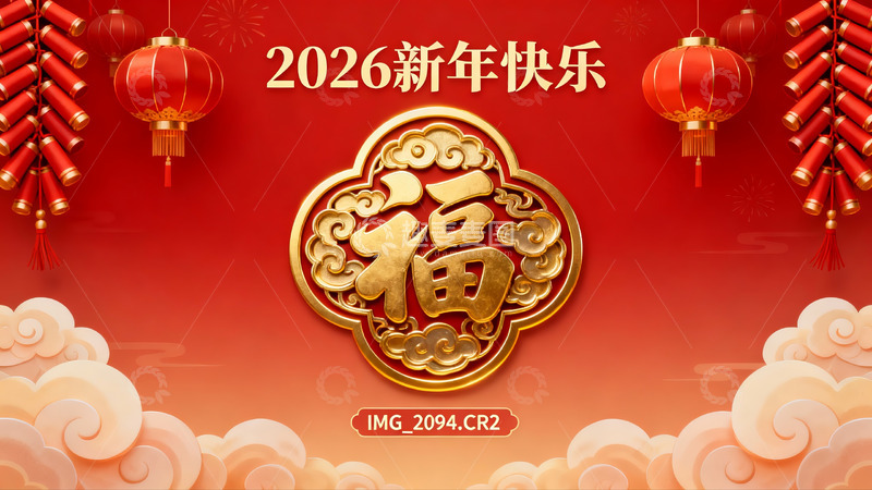 高清大图下载【趣麦麦图】2026新年快乐红色喜庆海报