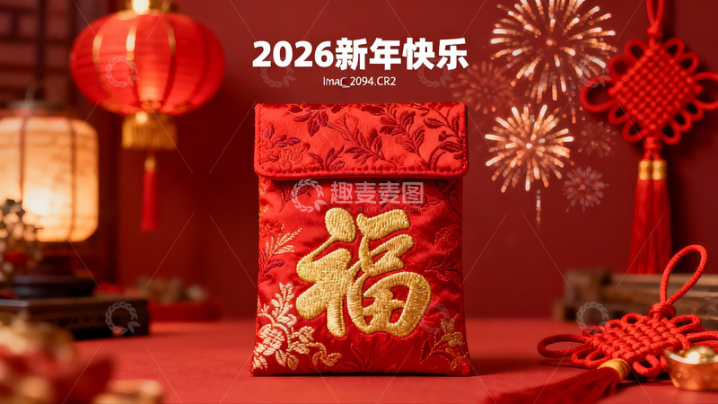 高清大图下载【趣麦麦图】新年红色福袋装饰场景