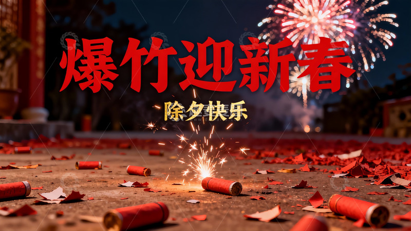 高清大图下载【趣麦麦图】除夕夜放鞭炮烟花迎新春