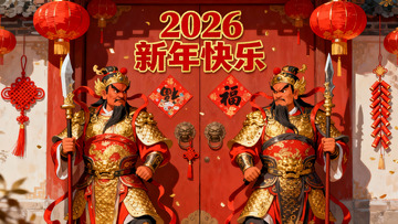 新年门神守护红门喜庆氛围