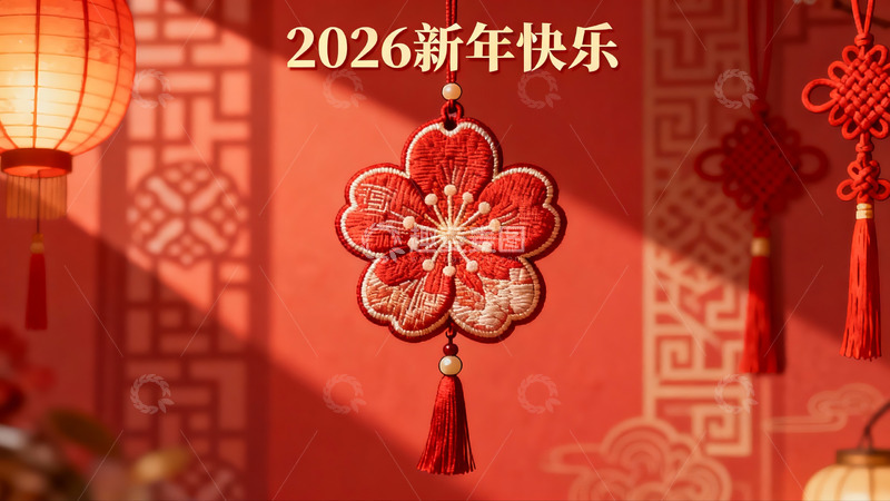 高清大图下载【趣麦麦图】新年红色挂饰与灯笼装饰