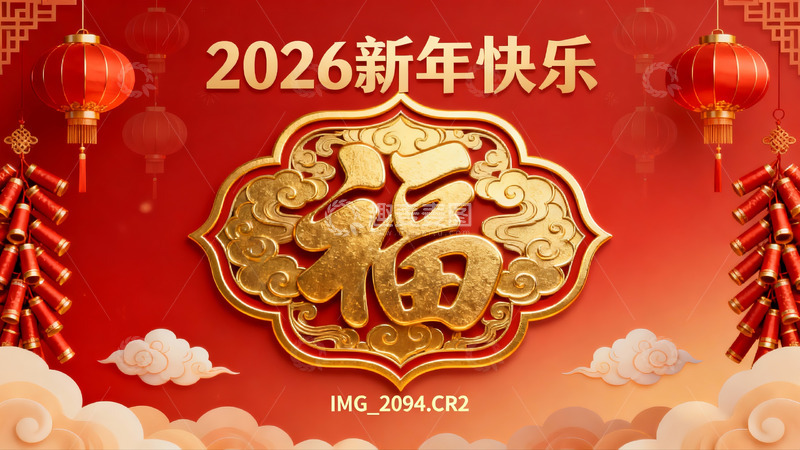 高清大图下载【趣麦麦图】2026新年红色福字灯笼海报