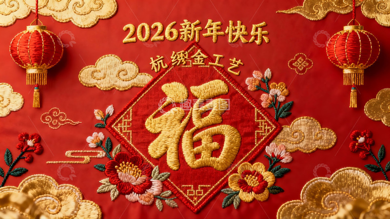高清大图下载【趣麦麦图】新年刺绣福字挂饰