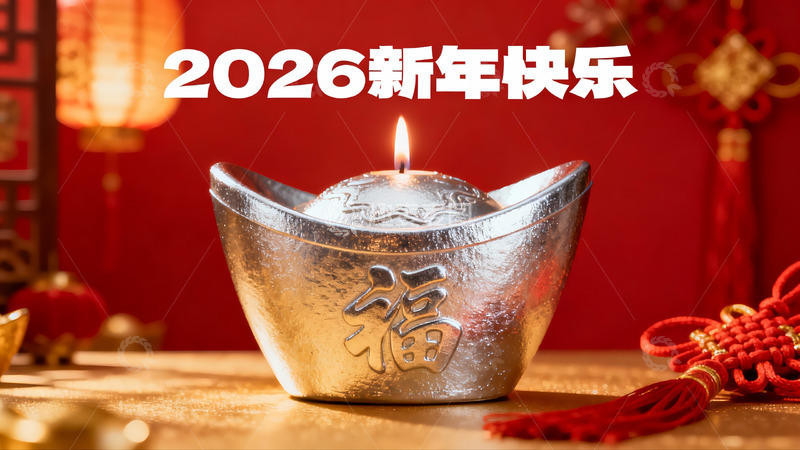 高清大图下载【趣麦麦图】新年银元宝烛光装饰