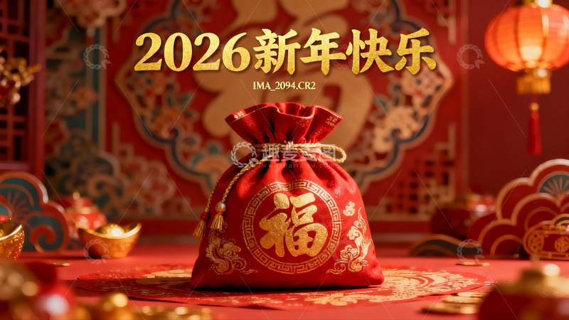 高清大图下载【趣麦麦图】新年红色福袋装饰场景